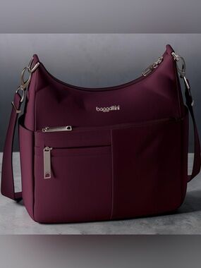 Baggallini Anti-Theft Travel Crossbody Purse – Mulberry RFID Lightweight Bag
